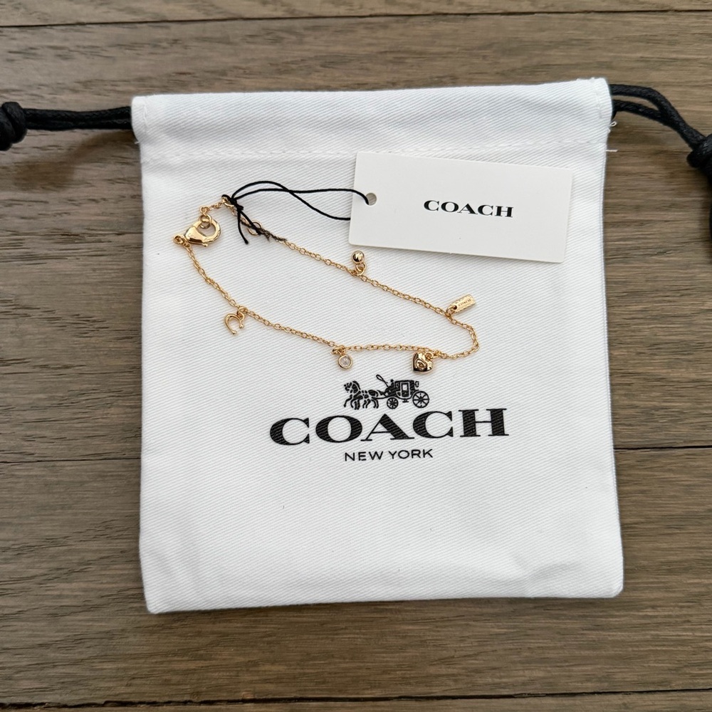 NWT Coach Charm Gold Bracelet